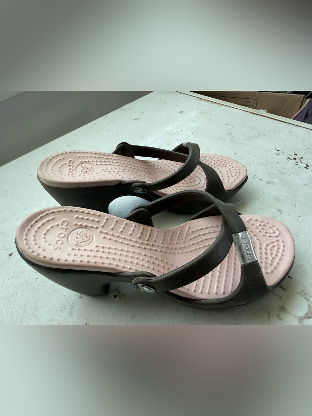 Crocs Cyprus Wedge Sandals Brown Pink Comfort Heels Women’s Size 7 - Picture 10 of 11